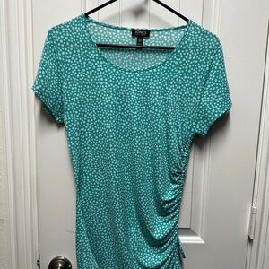 Jones New York Teal Polka Dot Short Sleeve Top